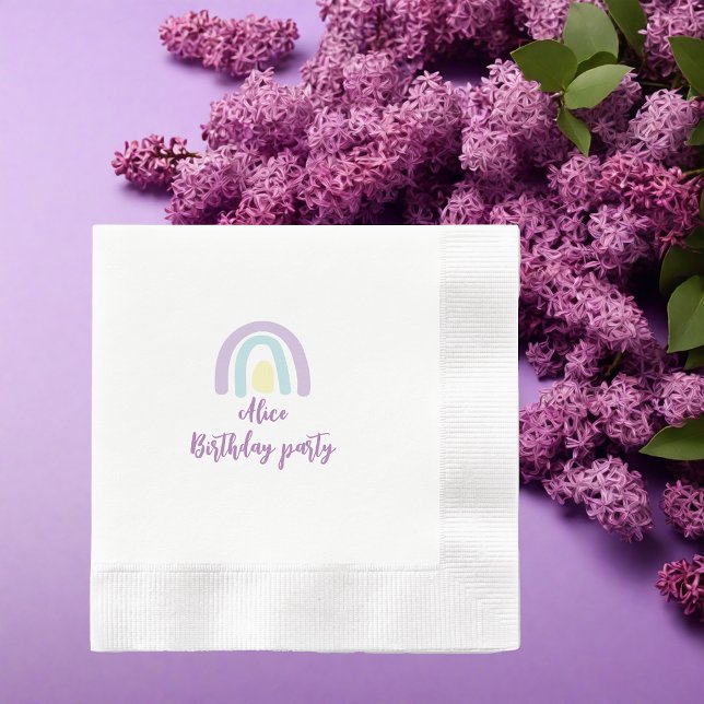 Vattenfärgad regnbåge blå lilac-gult Birthday Pappersservett (Skapare uppladdad)