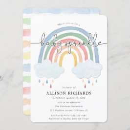Vattenfärgad regnbåge pastel baby sprinkle inbjudningar