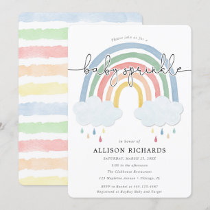 Vattenfärgad regnbåge pastel baby sprinkle inbjudningar