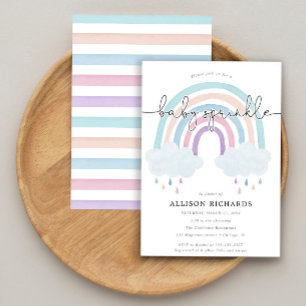 Vattenfärgad regnbåge pastel baby sprinkle inbjudningar