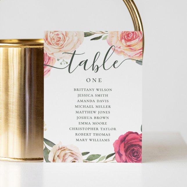 Vattenfärgad ro. Blommigt bröllop sittplatsplan Inbjudningar (Skapare uppladdad)