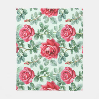 Vattenfärgad Ro: Blommigt Sömlös illustration. Fleecefilt