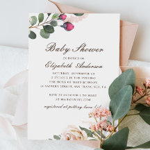 Vattenfärgad ro. Elegant blommigt babydusch
