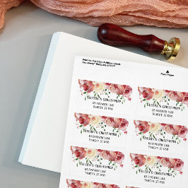 Vattenfärgad Ro i Burgundy Red, Rosa Adressetikett