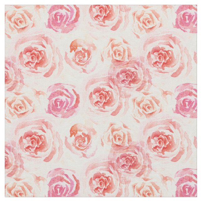 Vattenfärgad Ro i Rosa och persikofärgad Orange Tyg (Närbild)