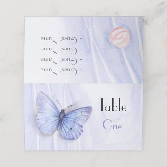 Vattenfärgad ro och fjäril placeringskort (Utvändigt utvikt)