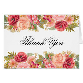 Vattenfärgad Ro och Glitter Tackkort OBS Kort