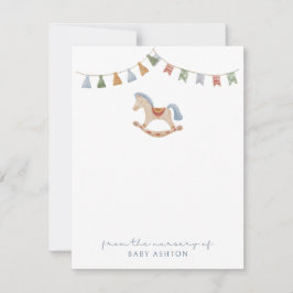 Vattenfärgad Rocking Horse, från förskolan Inbjudningar