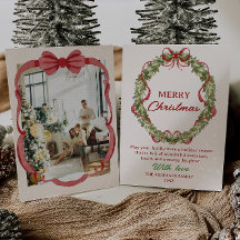 Vattenfärgad röd Grönt Bow-andedräkt Foto jul