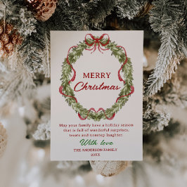 Vattenfärgad röd Grönt Utandningsjul, ej foto Julkort