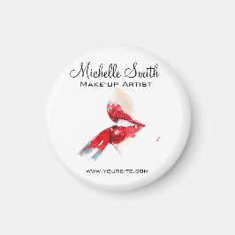 Vattenfärgad röd läppar och läppstift, makeup-varu magnet