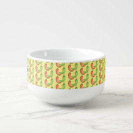 Vattenfärgad rödfärgad och Grönt Chili-paprika Soppmugg
