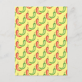 Vattenfärgad rödfärgad och Grönt Chili-paprika Vykort