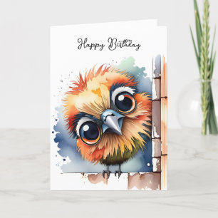 Vattenfärgad Roligt Birthday Bird Kort