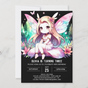 Vattenfärgad Roligt Fairy Birthday Inbjudningar