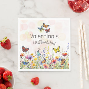 Vattenfärgad Roligt Färgämnen Wildblommor & Butter Pappersservett