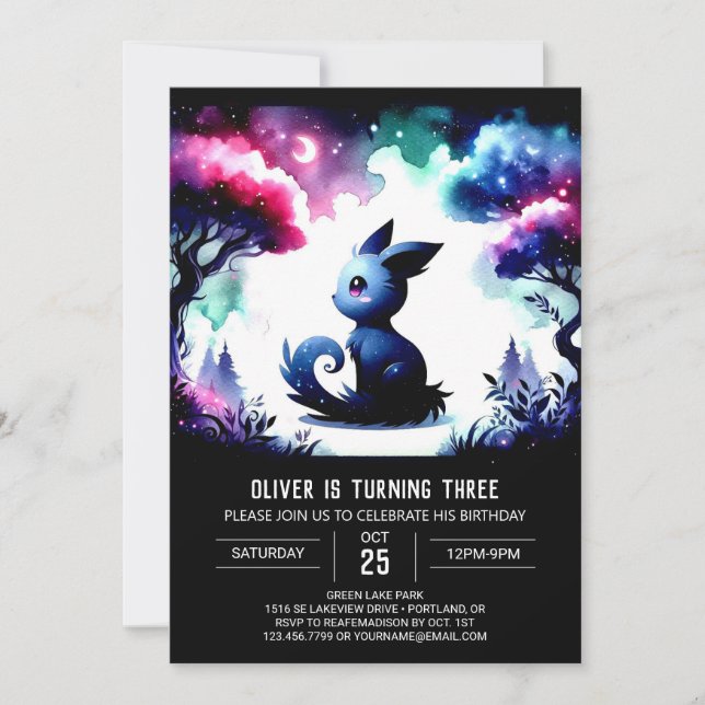 Vattenfärgad Roligt Kat Birthday Inbjudningar (Framsida)