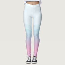 Vattenfärgad Rosa Blå baljväxter Leggings