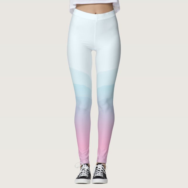 Vattenfärgad Rosa Blå baljväxter Leggings (Framsida)