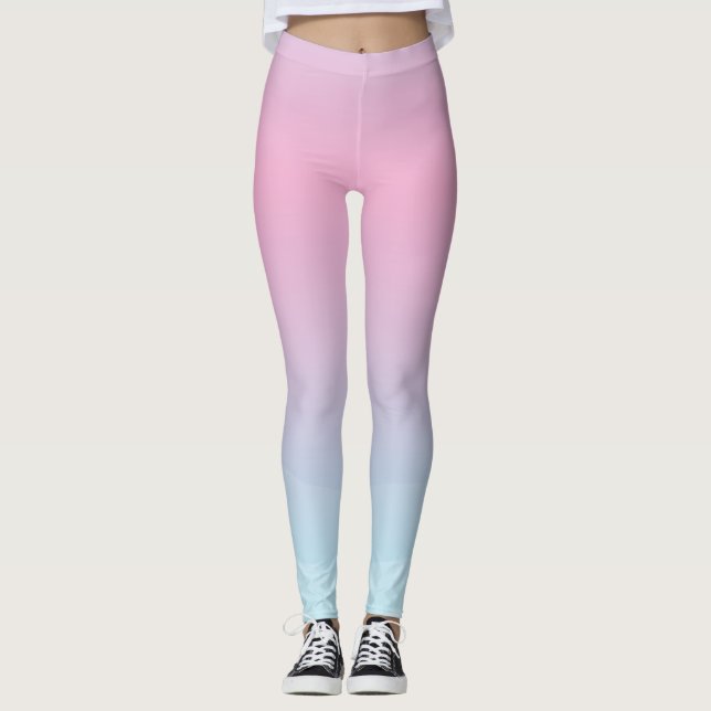 Vattenfärgad Rosa Blå baljväxter Leggings (Framsida)