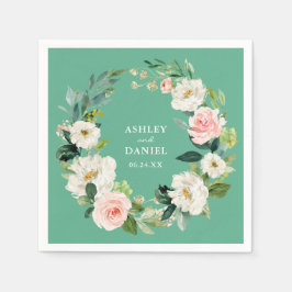 Vattenfärgad Rosa Blommigt Utandning Bröllop Neo M Pappersservett