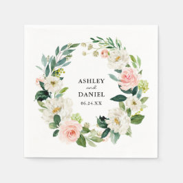 Vattenfärgad Rosa Blommigt Utandning Bröllop Pappersservett