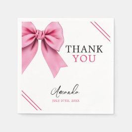 Vattenfärgad Rosa Bow Chic Sweet 16 Birthday Pappersservett