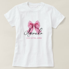 Vattenfärgad Rosa Bow Chic Sweet 16 Birthday T Shirt