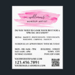 Vattenfärgad Rosa Brushstroke Makeup Artist Flygblad<br><div class="desc">Skriptvattensfärgad Rosa Brushstroke Makeup Artist Reklameres by the Affärskort Store.</div>