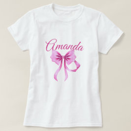 Vattenfärgad Rosa Coquette Bow Sweet 16 Birthday T Shirt
