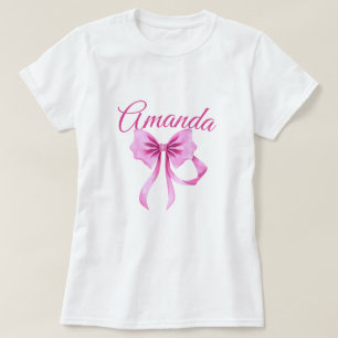 Vattenfärgad Rosa Coquette Bow Sweet 16 Birthday T Shirt
