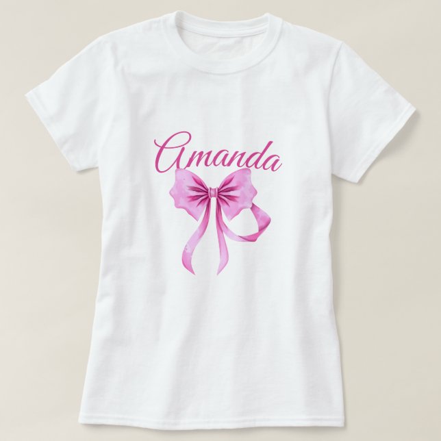 Vattenfärgad Rosa Coquette Bow Sweet 16 Birthday T Shirt (Design framsida)