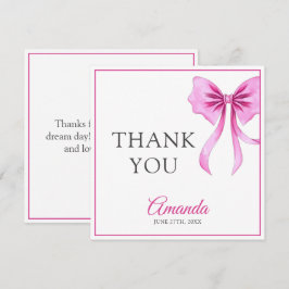 Vattenfärgad Rosa Coquette Bow Sweet 16 Birthday Tack Kort