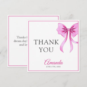 Vattenfärgad Rosa Coquette Bow Sweet 16 Birthday Tack Kort