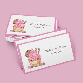 Vattenfärgad Rosa-cupkaka med chokladminimalistisk Visitkort