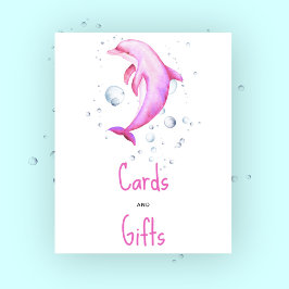 Vattenfärgad rosa delfin - kort och gåvor poster