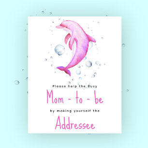 Vattenfärgad rosa delphin - Mamma som ska adresser Poster