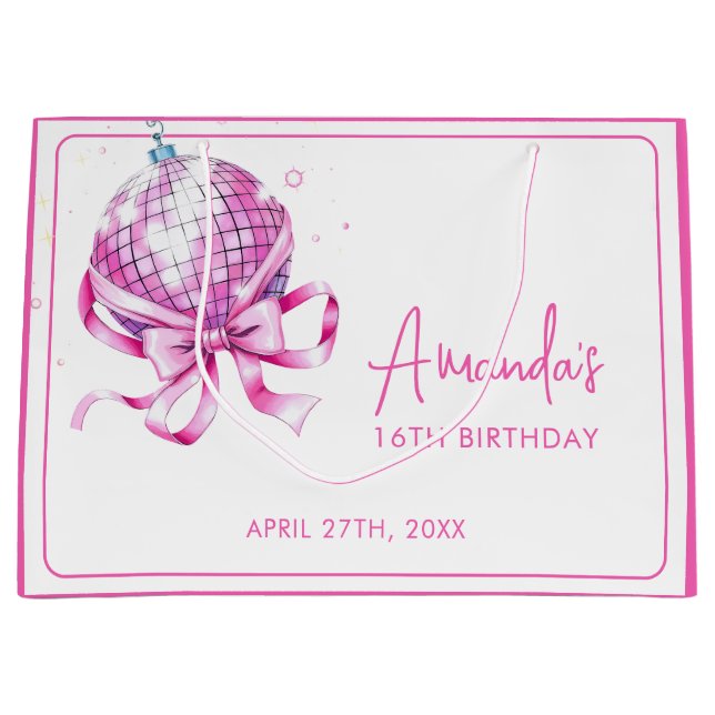 Vattenfärgad Rosa Disco Coquette Sweet 16 Birthday (Framsidan)