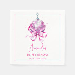 Vattenfärgad Rosa Disco Coquette Sweet 16 Birthday Pappersservett