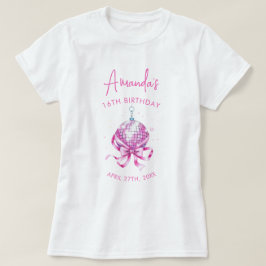 Vattenfärgad Rosa Disco Coquette Sweet 16 Birthday T Shirt