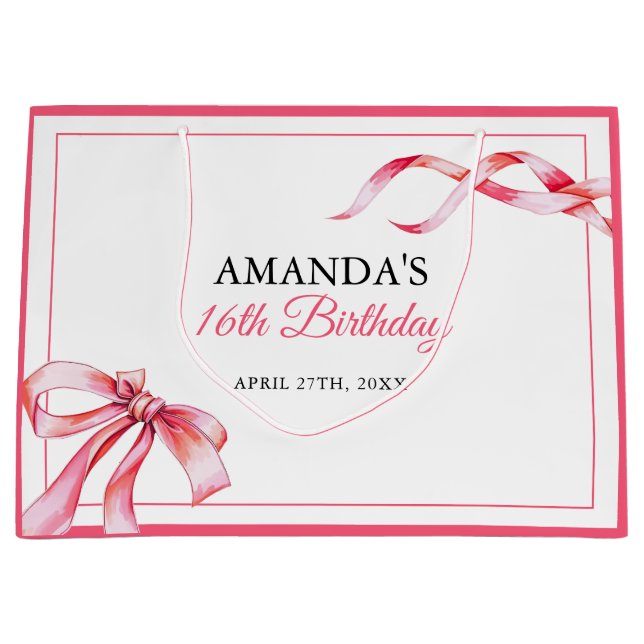 Vattenfärgad Rosa Fungande band Söt 16 födelsedaga (Framsidan)