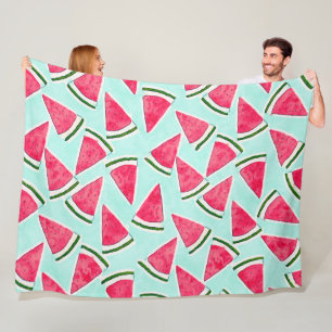 Vattenfärgad Rosa Grönt Watermelon Triangles Fleecefilt