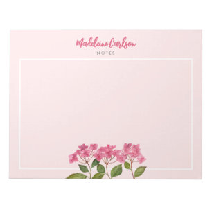 Vattenfärgad Rosa Hydrangea Lacecaps Illustration Anteckningsblock