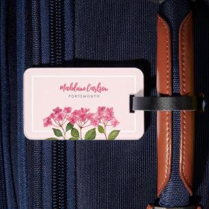 Vattenfärgad Rosa Hydrangea Lacecaps Illustration Bagagebricka