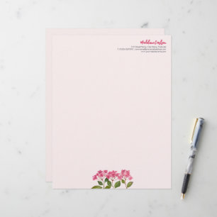 Vattenfärgad Rosa Hydrangea Lacecaps Illustration Brevhuvud