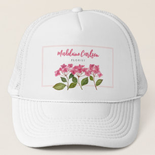 Vattenfärgad Rosa Hydrangea Lacecaps Illustration Keps