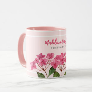 Vattenfärgad Rosa Hydrangea Lacecaps Illustration Mugg