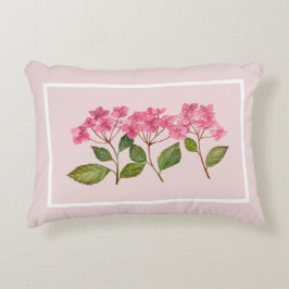 Vattenfärgad Rosa Hydrangea Lacecaps Illustration Prydnadskudde