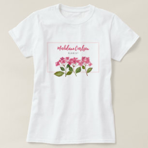 Vattenfärgad Rosa Hydrangea Lacecaps Illustration T Shirt