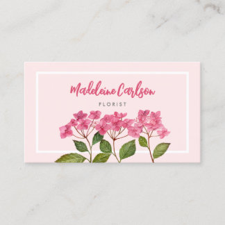 Vattenfärgad Rosa Hydrangea Lacecaps Illustration Visitkort